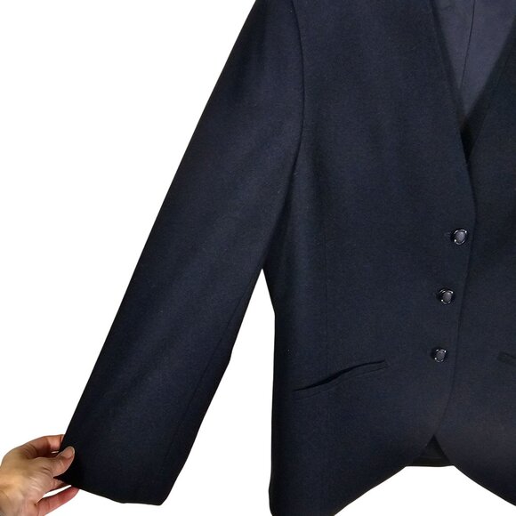 VTG Pendleton Wool Blazer Jacket 16 Black Virgin Wool Collarless Quiet Luxury - Picture 3 of 10